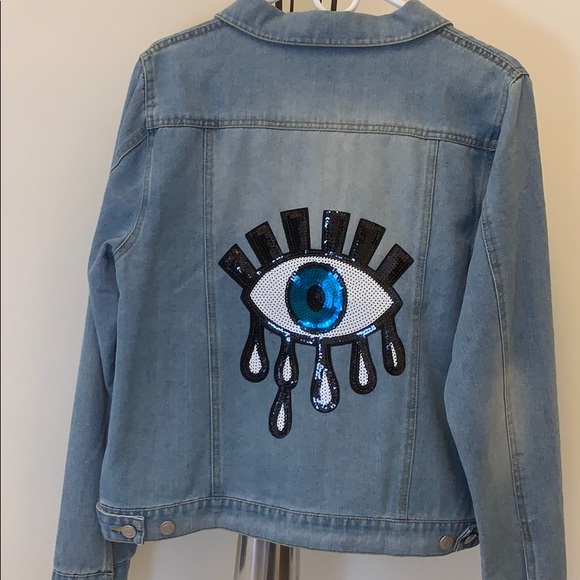 TotallyLauraK Jackets & Blazers - Lucky eye embellished jean jcket